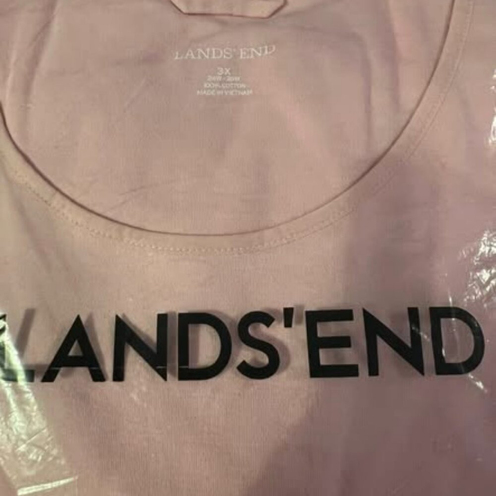 🐻Size 3X(24/26W) - Lands' End - NWT - Light Pink Short Sleeve Cotton Interwoven